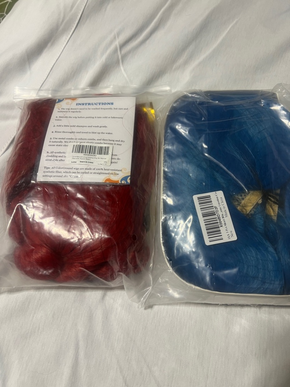 Synthetic Wigs costume Bundles in Red and Blue